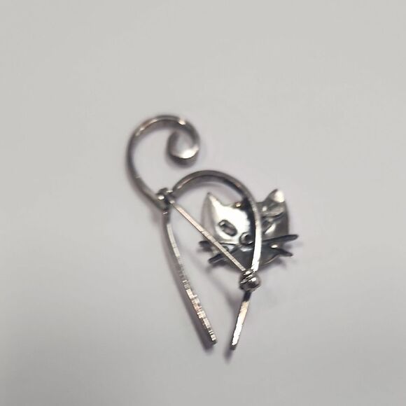 Vintage Danecraft 925 Sterling Silver Mid-Century Modern Cat Pin - Picture 3 of 5